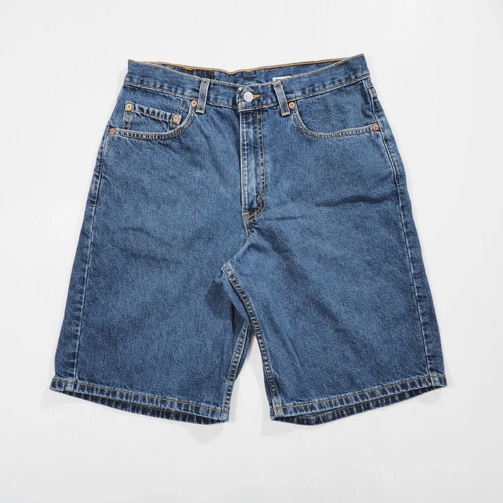 Vintage 90s Levis 550 Shorts Mens 34 Blue Relaxed Fit Denim Jorts USA Made Y2K